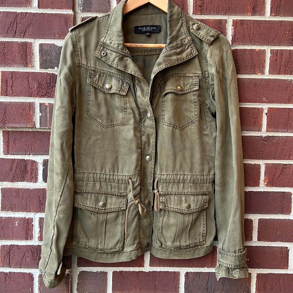 Max jeans xs green zipper and snap jacket